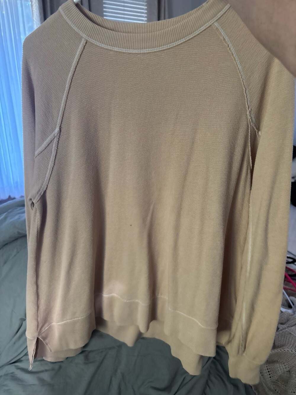 Aerie Pullover Sweatshirt Size XS Beige French Terry Long Sleeve